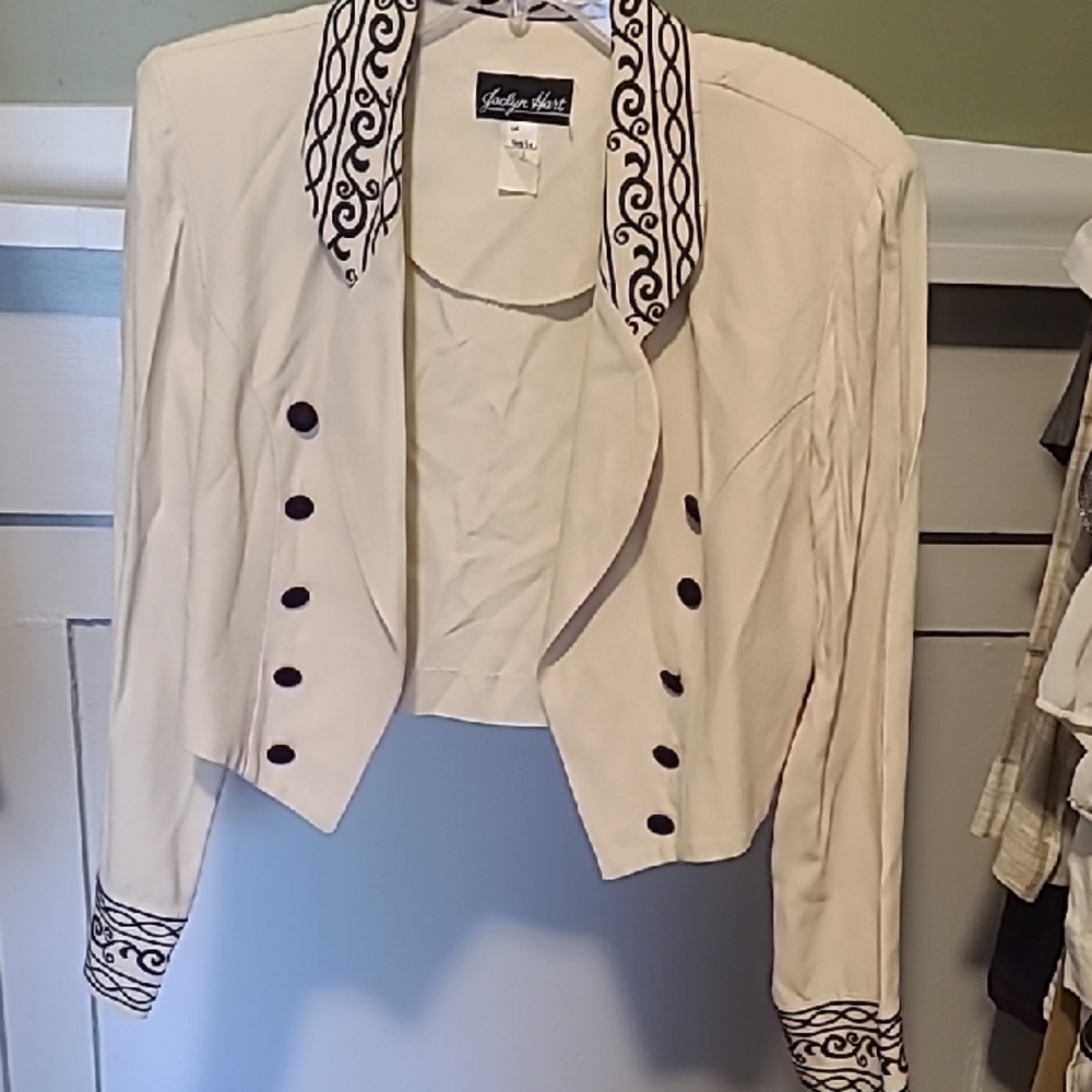 Stylish Cream Blazer with Black Detailing